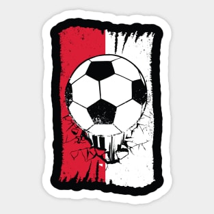 Vintage Polish Flag with Football // Poland Soccer Grunge Polska Flag Sticker